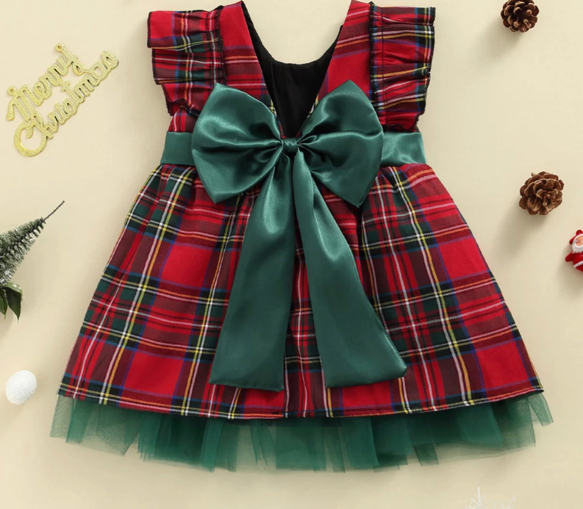 Red Tartan Plaid Holiday Dress, Girl's, Toddler, kids