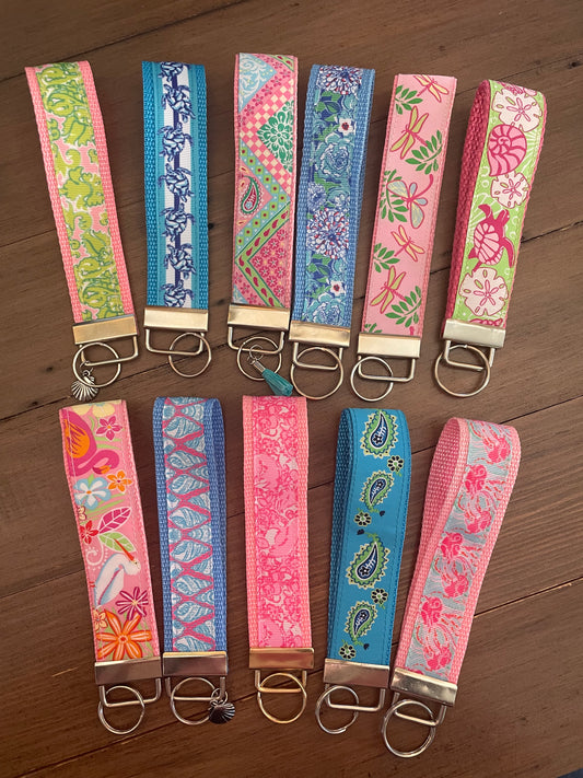 Beach & Preppy Print Key Fobs, keychain, wristlet