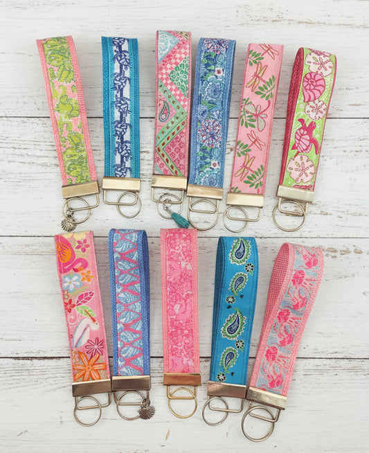Beach & Preppy Print Key Fobs, keychain, wristlet, gift