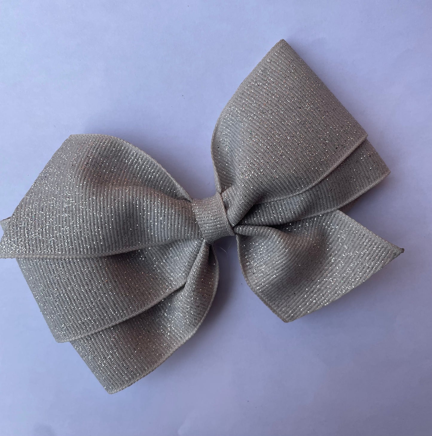 Silver Glitter Hair Bow, girl, holiday, Christmas