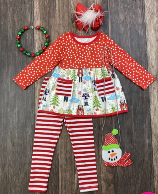 Striped Nutcracker Girl's Outfit, Milk Silk