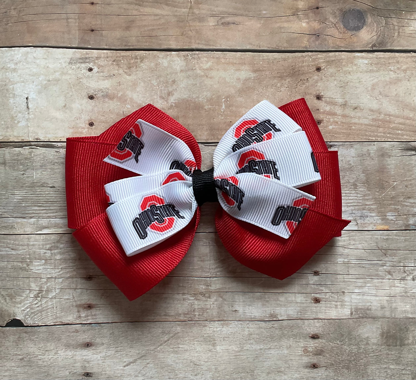 Collegiate Double Hair Bow, University, Ohio State, Buckeye