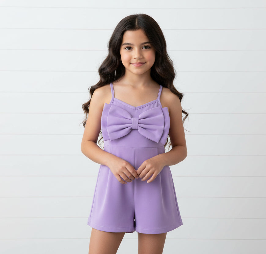 Bow Embellished Romper, 4 Colors, Jumper, Green, Pink, Blue, Purple, girl / SALE