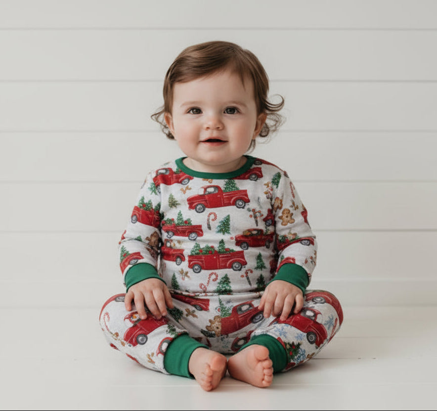 Farmhouse Christmas Romper, Baby, Infant, Winter, Christmas / SALE