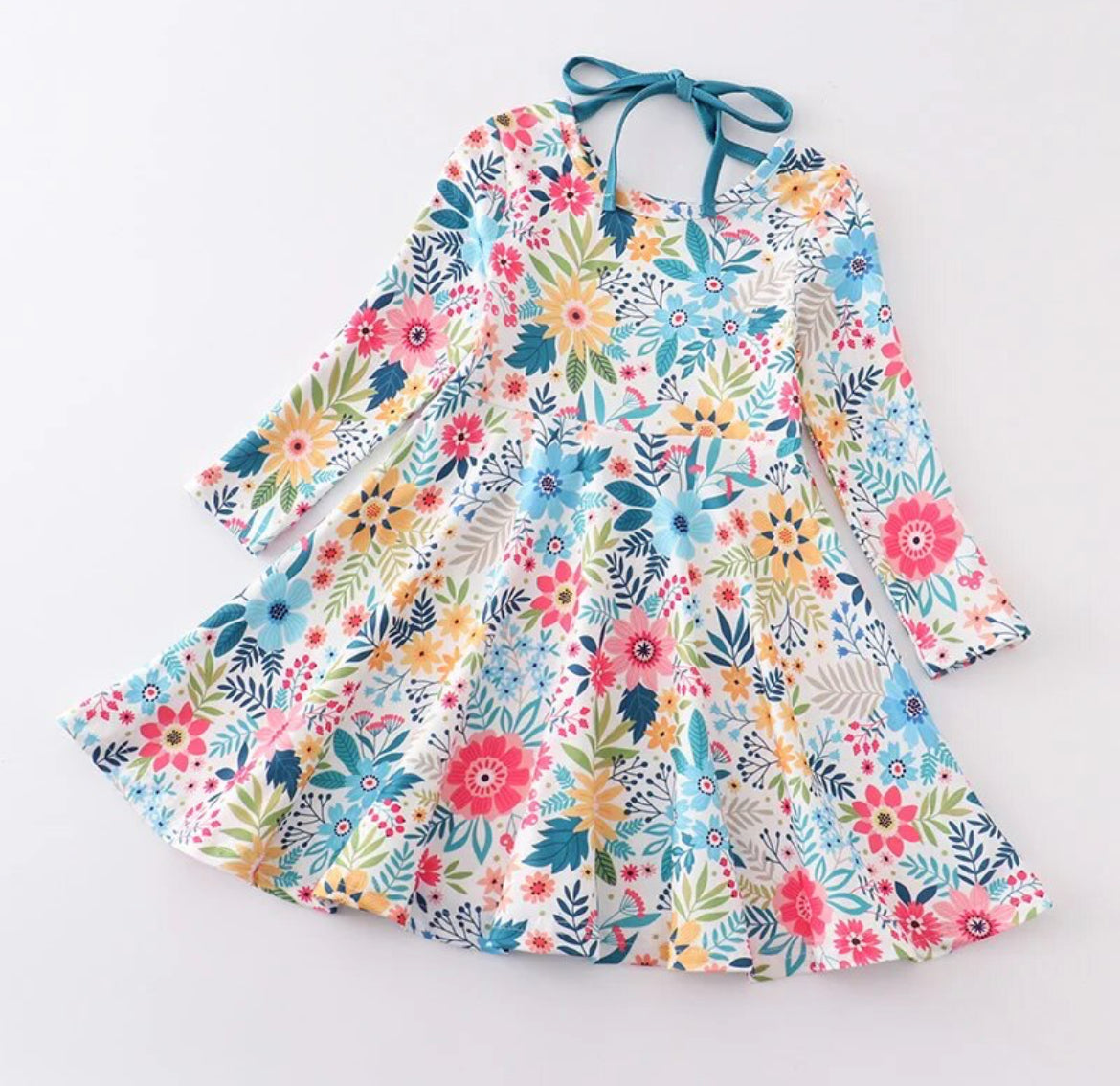 Bright Floral Twirl Dress, girl's, Milk Silk, kids, clothing