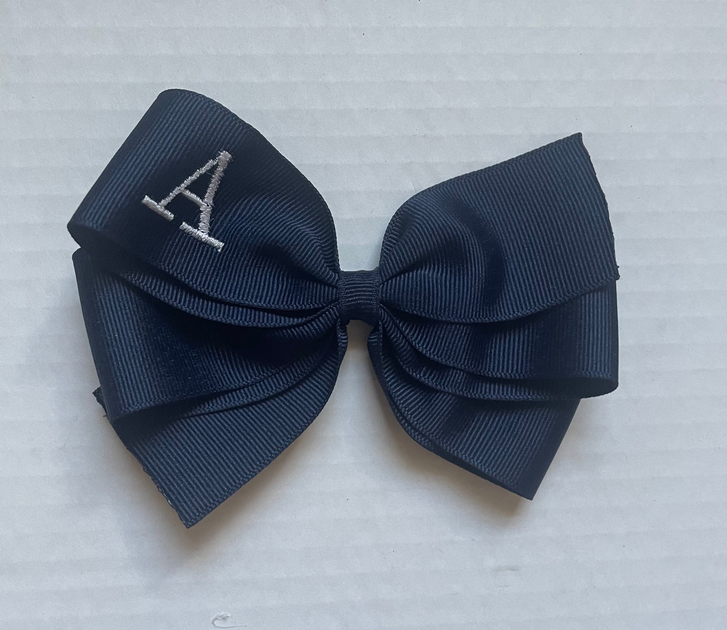 Navy Blue Monogrammed Hair Bow w/White Initial, Personalized