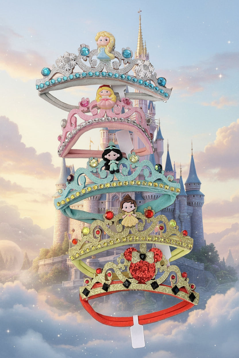 Glitter Disney Princess Crown on Stretch Headband, birthday, girl, baby