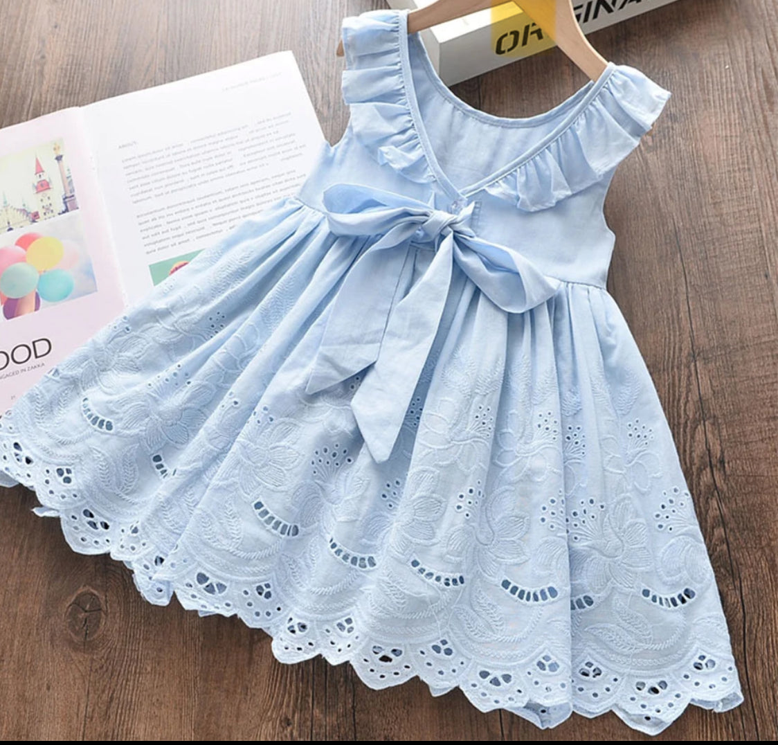 Blue Ruffle Eyelet Dress, Spring, Summer, girl, kids / SALE: Reg. $19.95