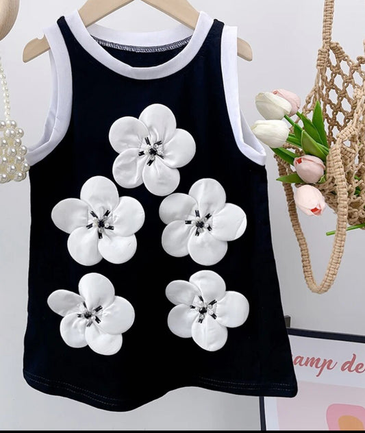 Black & White Daisy Dress, girls, tank, Sleeveless / SALE: Reg. $19.95