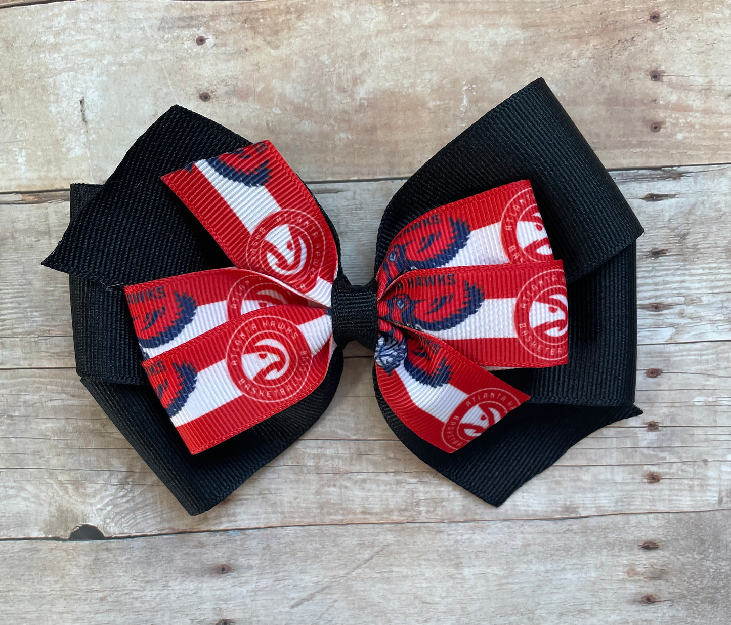 Atlanta Hawks Double Hair Bow and Key FOB, Basketball,