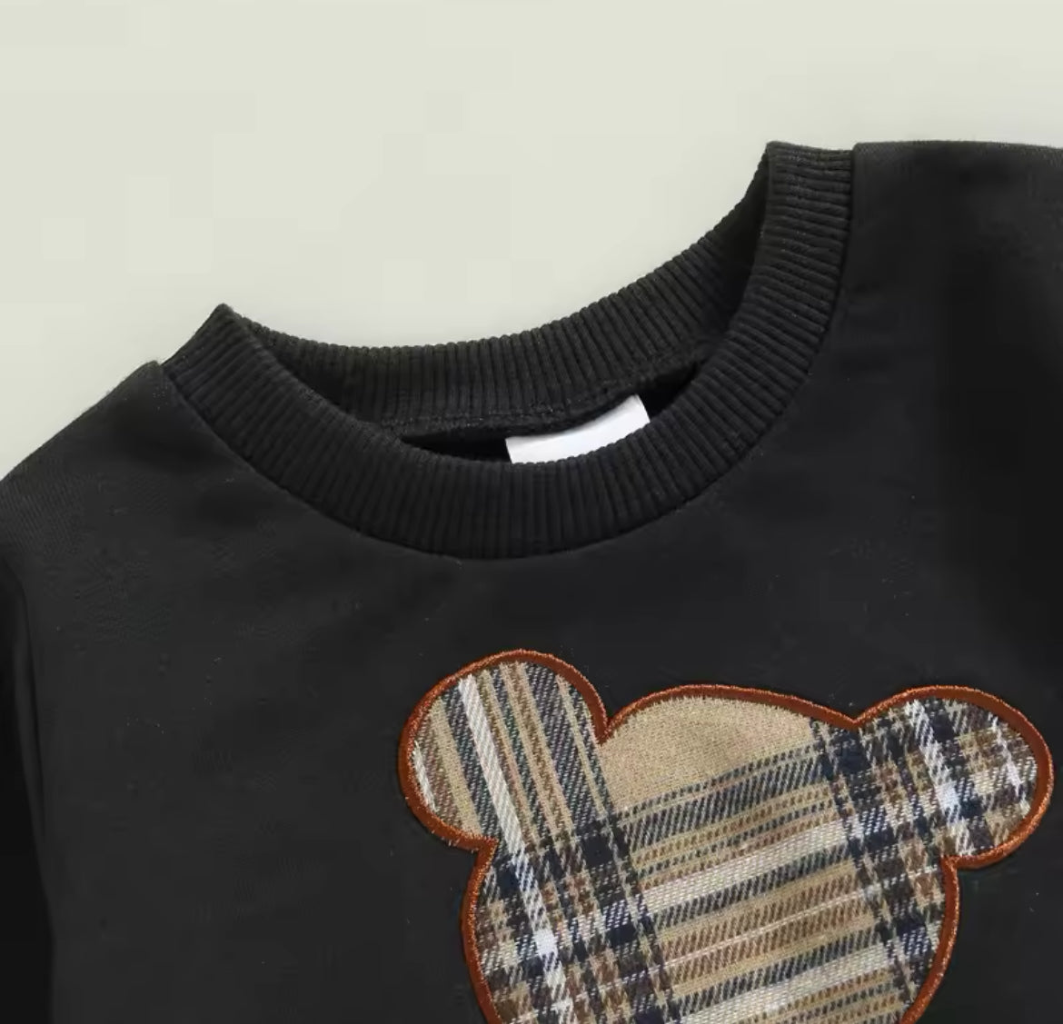 Black Plaid Teddy Outfit, kids, clothing, sweatsuit, bear, preppy, baby