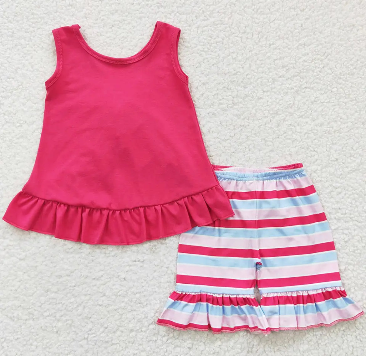 Pink Striped Ruffle Short Set, girl, outfit, kids / SALE: Reg. $19.95