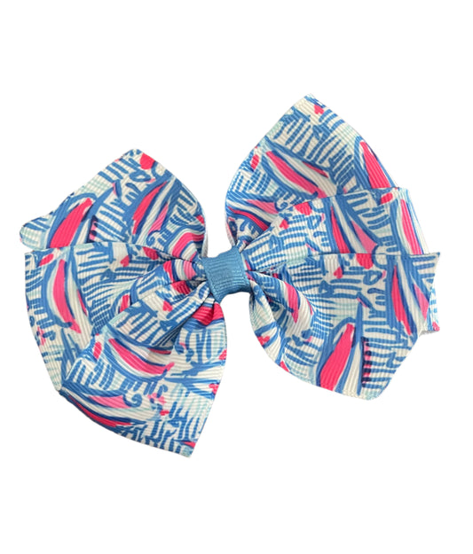Sailboat Preppy Hair Bow, Red Return, girl, clip