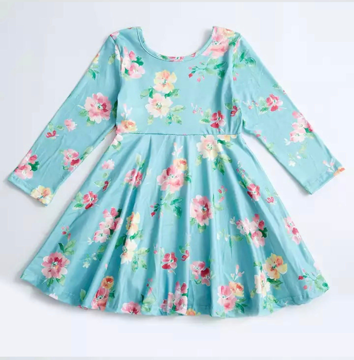 Baby Blue Shabby Rose Twirl Dress, girl, Milk Silk, Toddler, kids