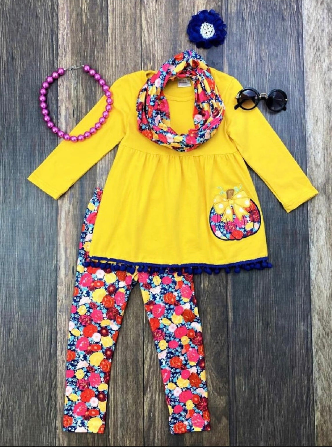 Pumpkin Floral 3 Piece Outfit, girls, leggings / SALE: Reg. $19.95