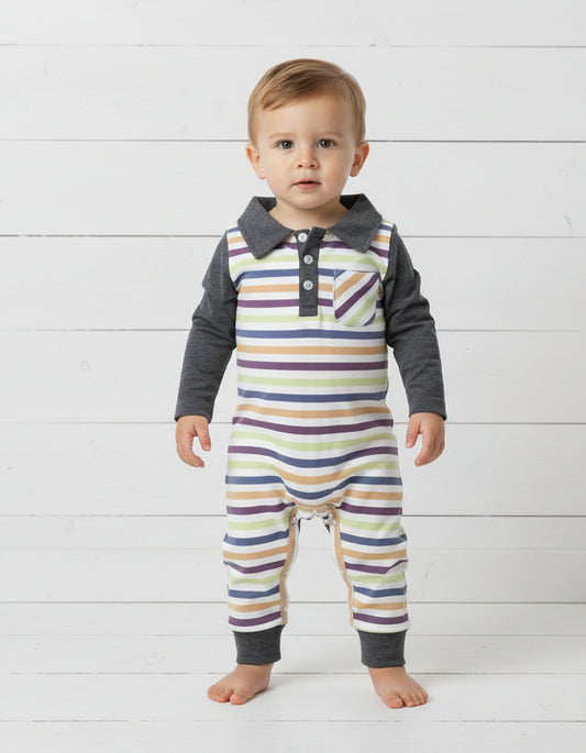 Colorful Striped Romper, baby, kids, clothing