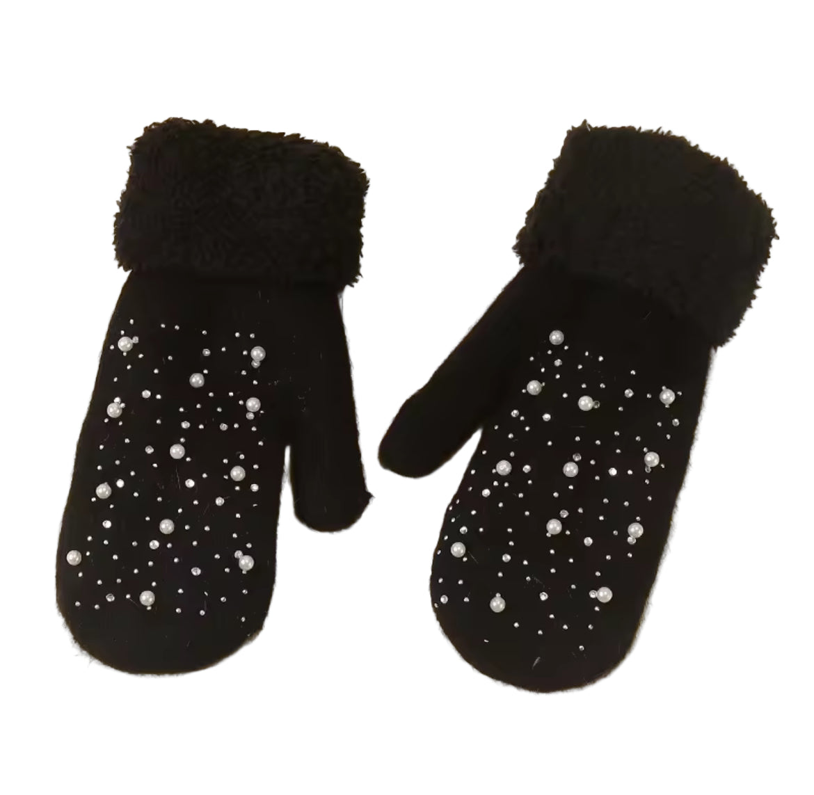 Women's Pearl & Rhinestone Mittens, holiday, Winter, girl