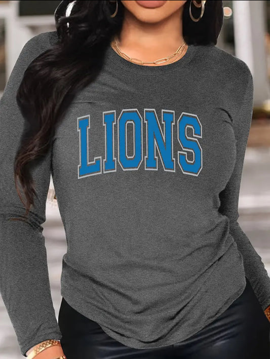 Detroit Lion's Gray Long Sleeve Shirt, football