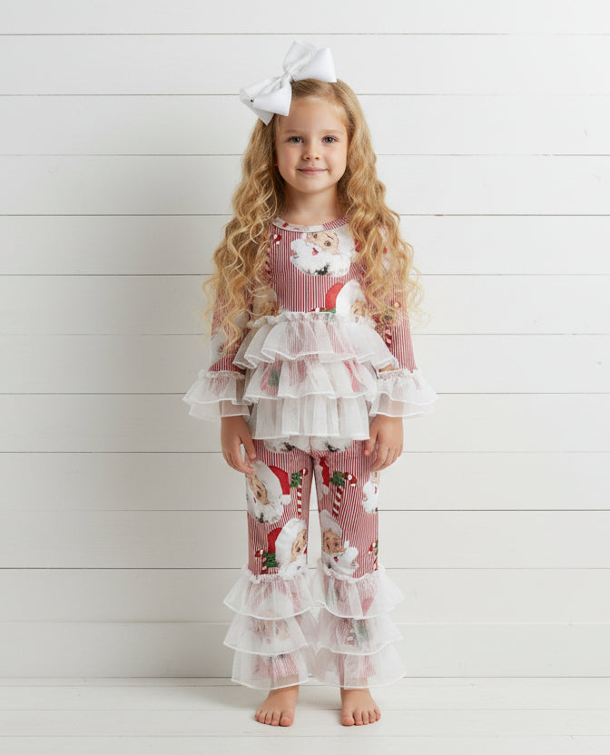 Santa Boutique Ruffle Milk Silk Outfit, Girls, Set, holiday, Christmas / SALE