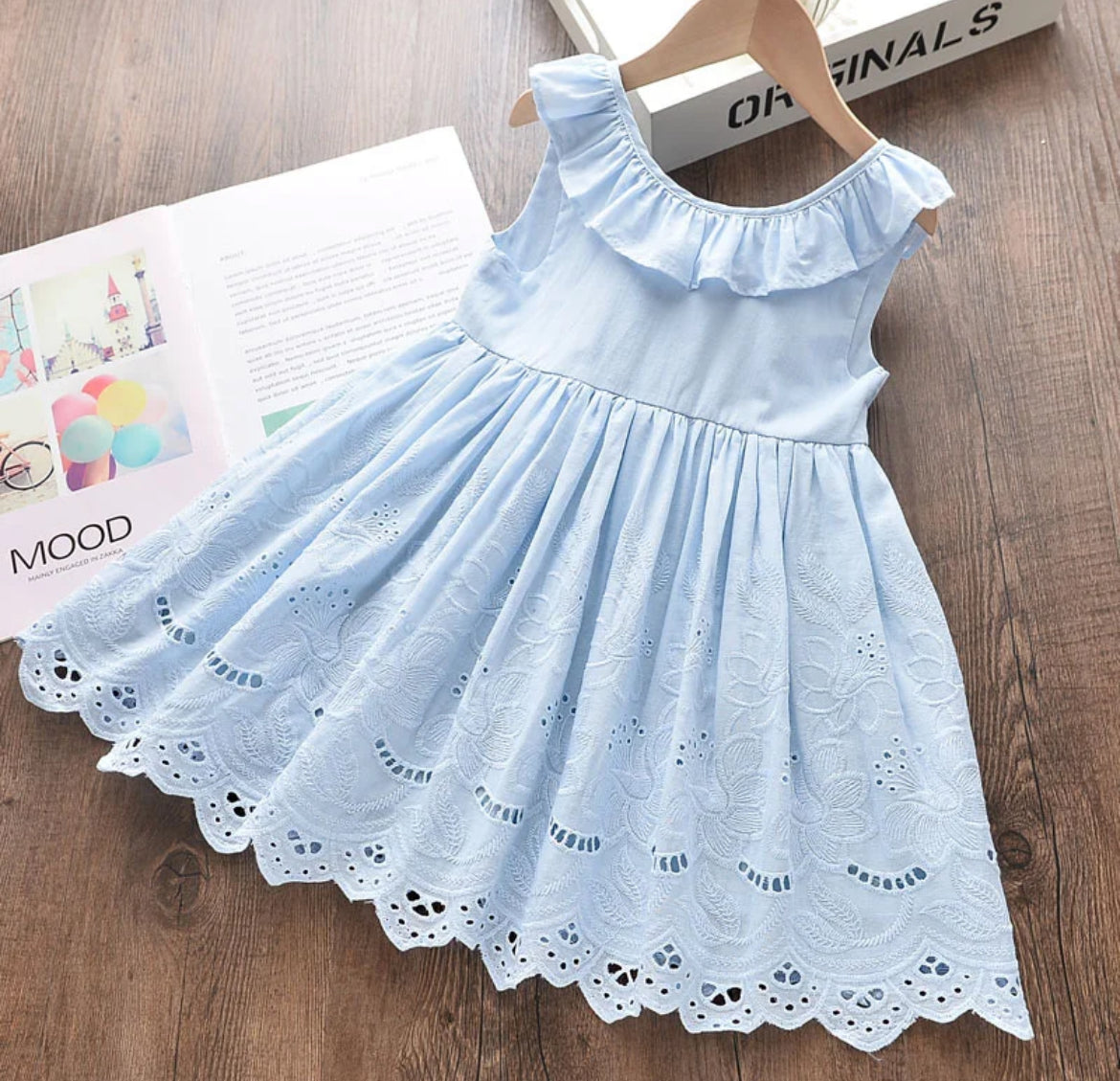 Blue Ruffle Eyelet Dress, Spring, Summer, girl, kids / SALE: Reg. $19.95