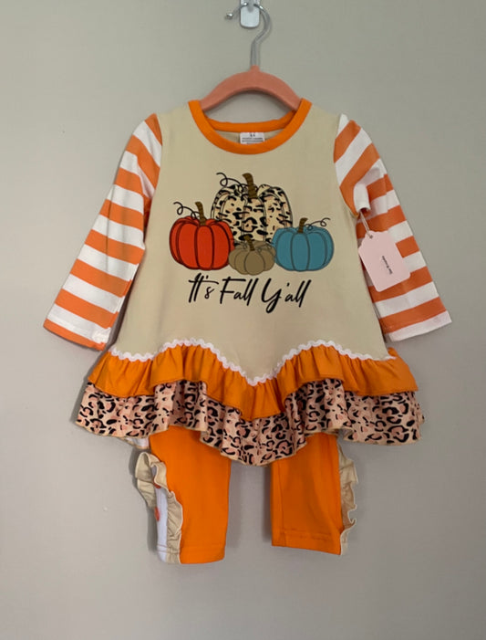 It's Fall Y'All Striped Outfit, girls, kids, holiday / SALE