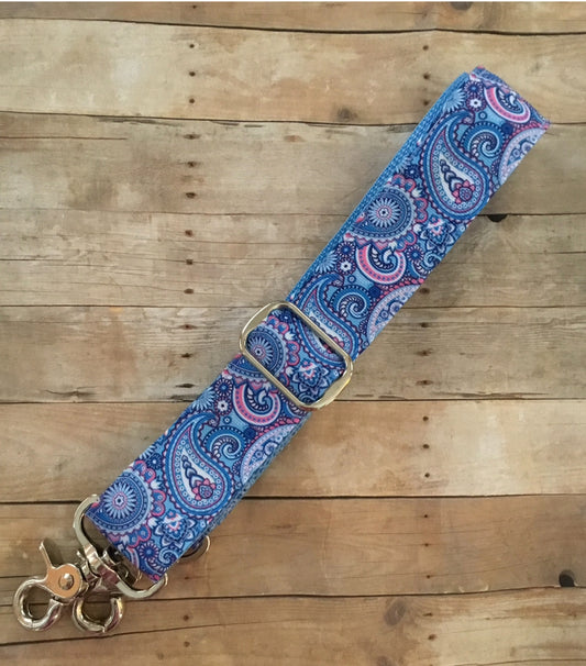 Blue Paisley Purse/Instrument Strap, Crossbody, Violin, Gift