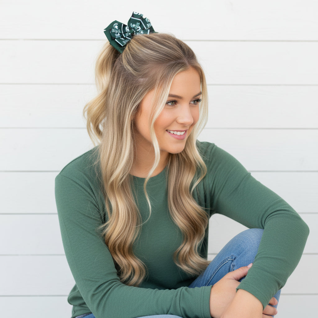 Collegiate Hair Bow, University, Michigan State, MSU
