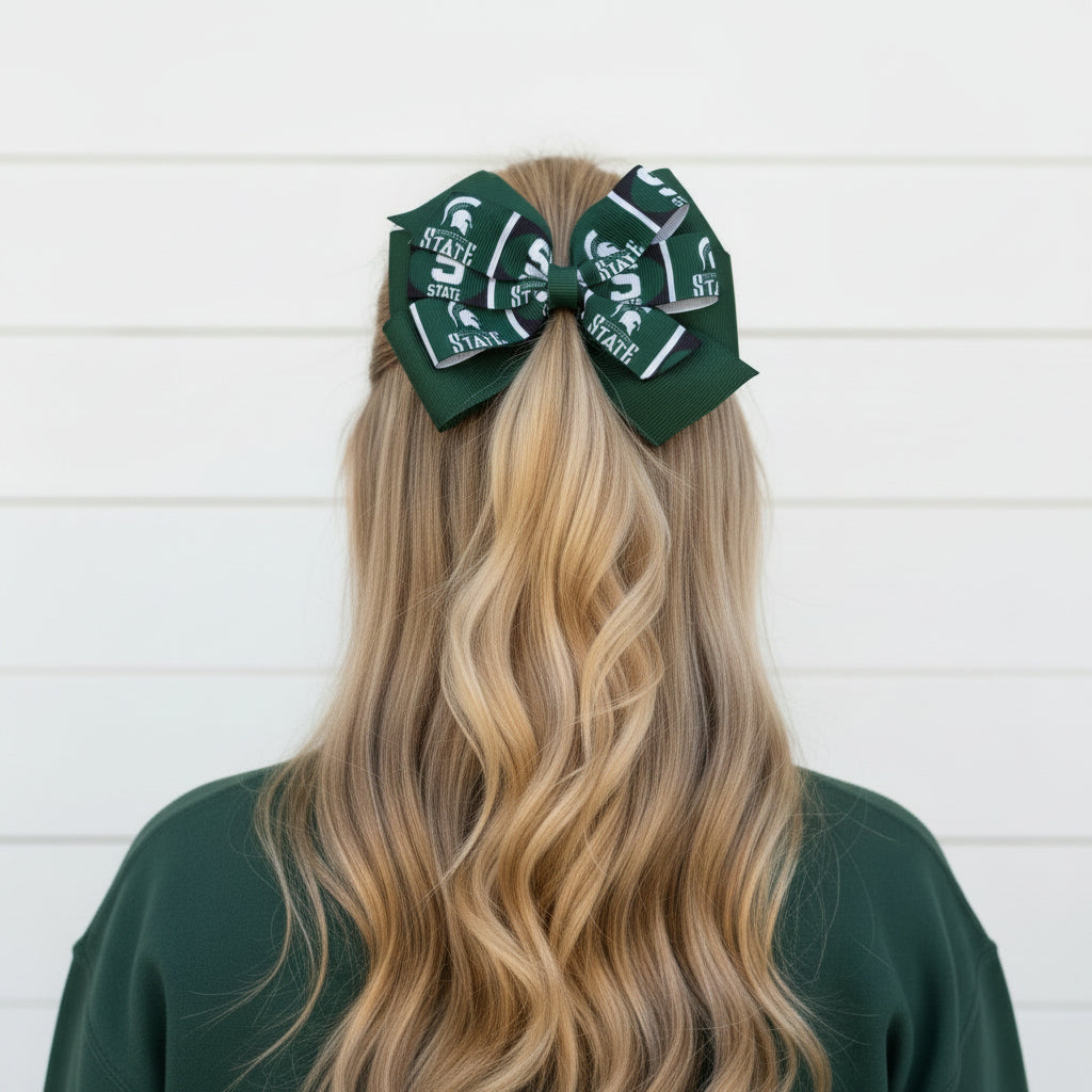 Collegiate Hair Bow, University, Michigan State, MSU
