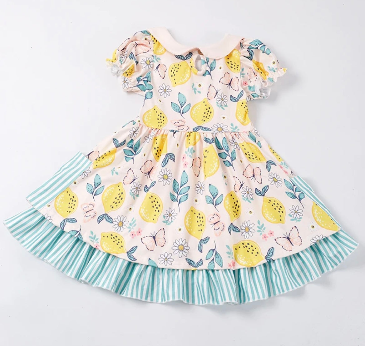 Lemons & Butterflies Print Apron Dress, Twirl