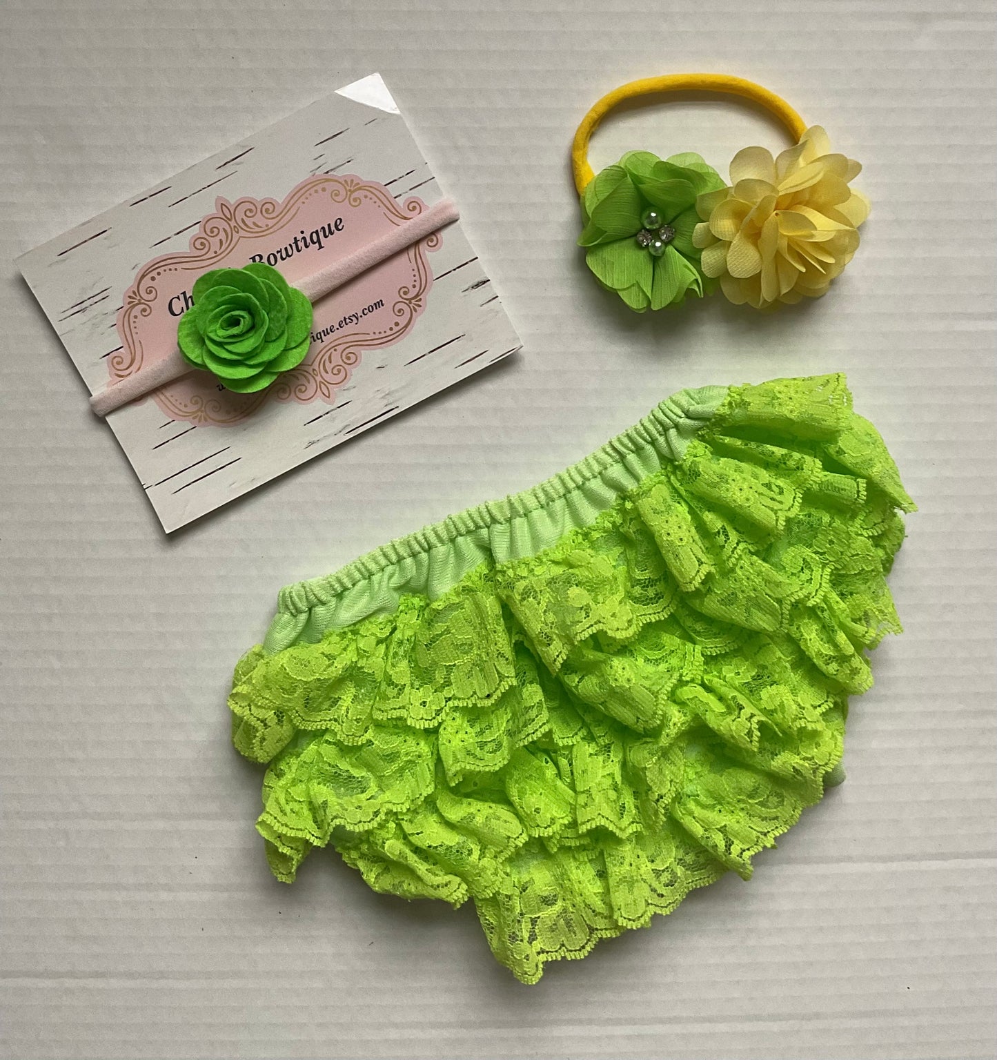 Ruffle Baby Bloomers, Diaper Cover, Lime Green