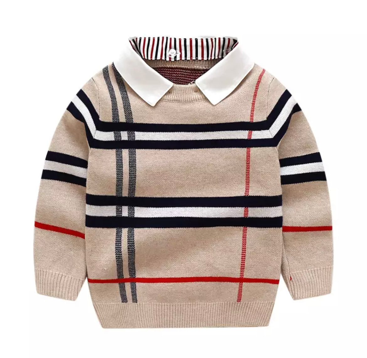 Tartan Plaid Kid's Sweater, Unisex