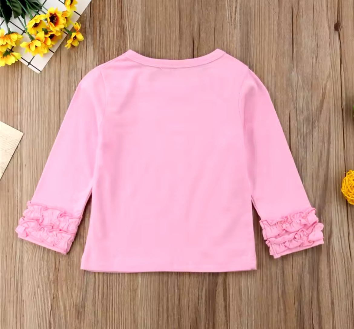 Pink Ruffle Long Sleeve Shirt, Girl's, Toddler, kids