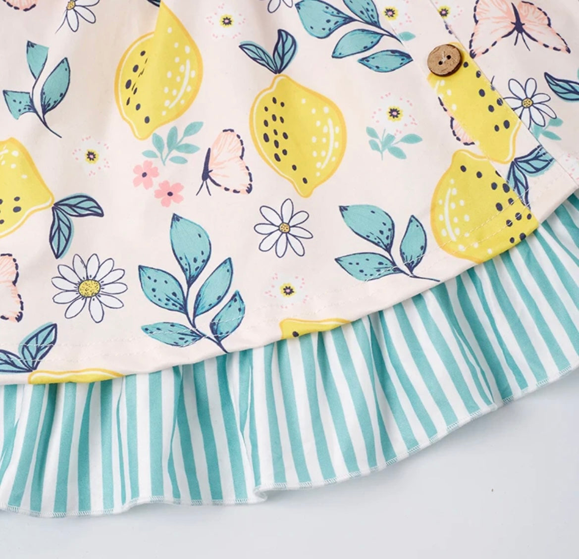 Lemons & Butterflies Print Apron Dress, Twirl