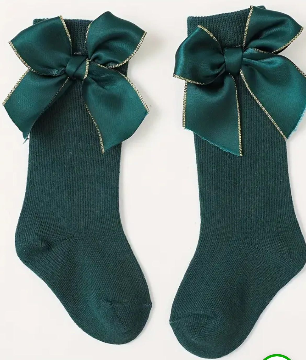 Knee Socks with Gold Trimmed Bow, Kids, girl, school, holiday, Red, Green