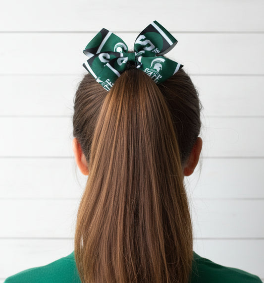 Collegiate Hair Bow, University, Michigan State, MSU, Spartan, girl