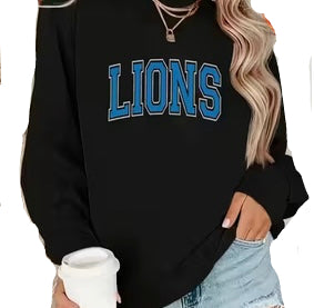 Detroit Lion's Black Sweatshirt, unisex, football, fleece