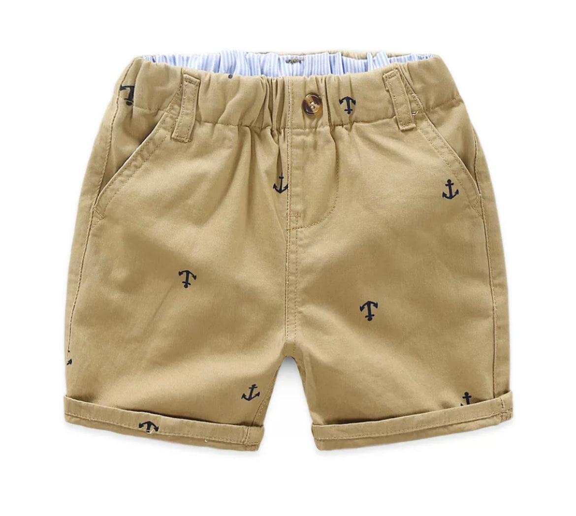 Khaki Nautical Shorts, kid, clothing, boy, anchor