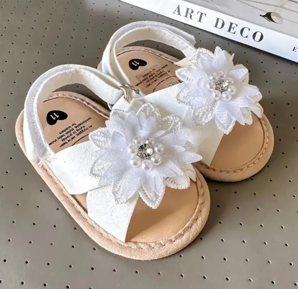 White Flower Sandals, shoes, baby, girl, Summer / SALE: Reg. $9.95