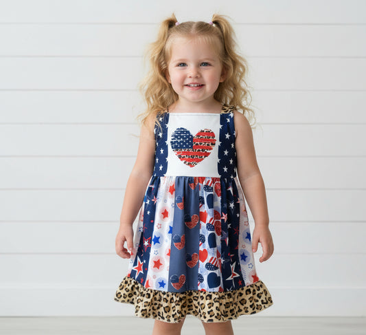 Patriotic Twirl Dress, girl's, Milk Silk, 4th of July, Kids clothing
