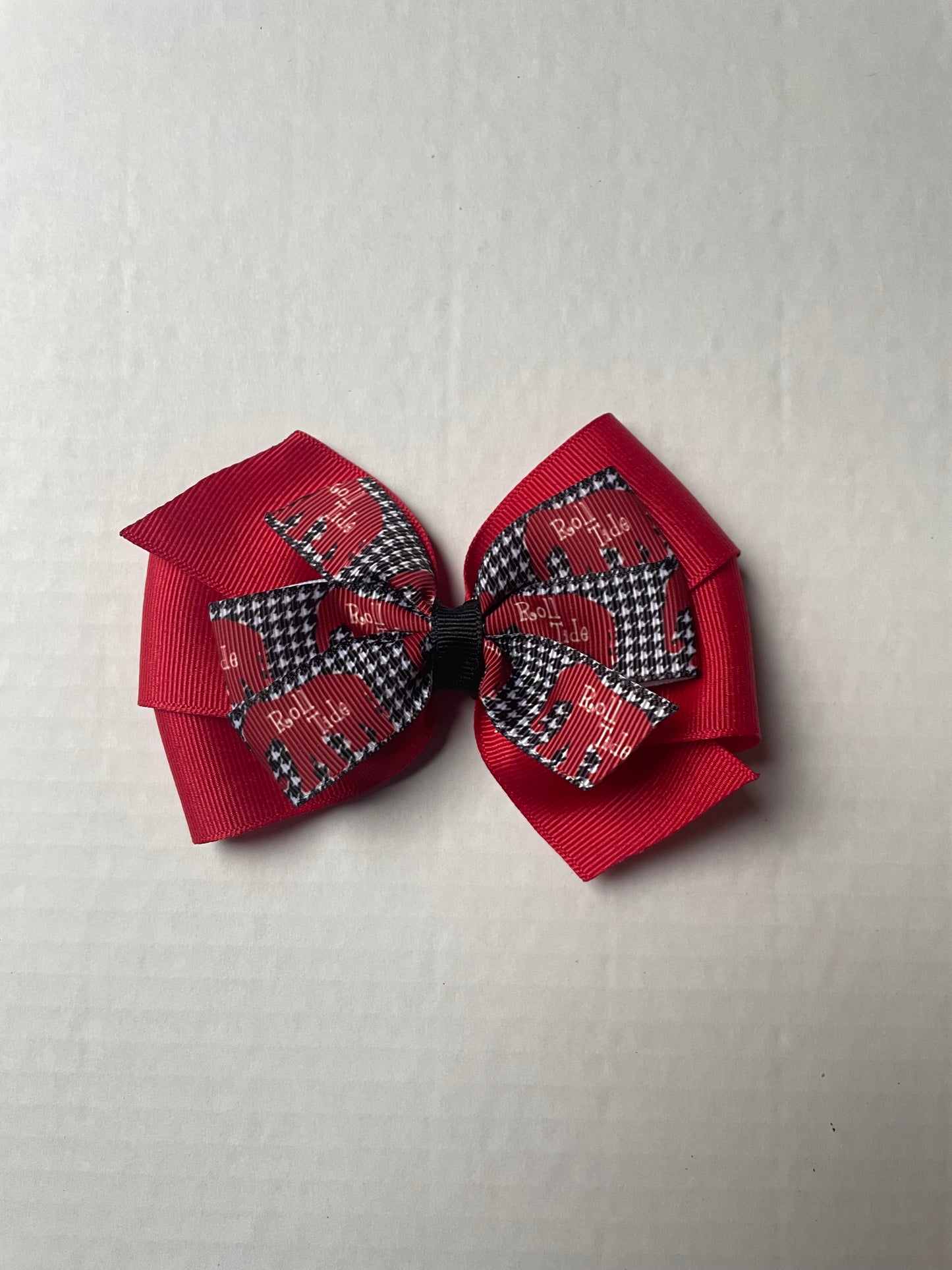 Collegiate Double Hair Bow, Alabama, Roll Tide