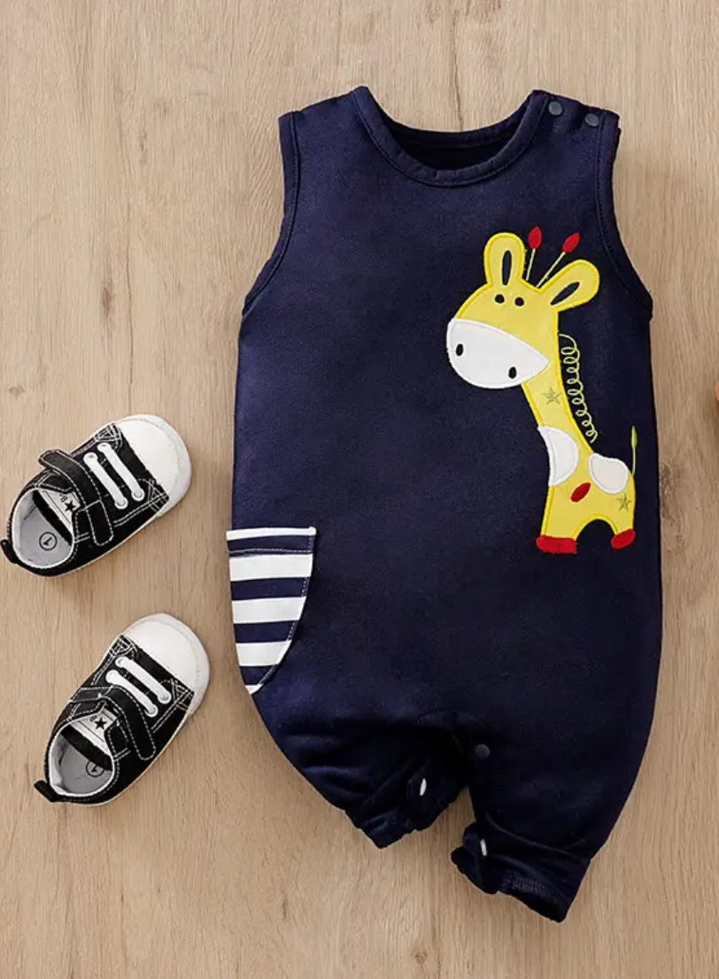 Blue Giraffe Romper, kids, clothing, infant, baby, unisex