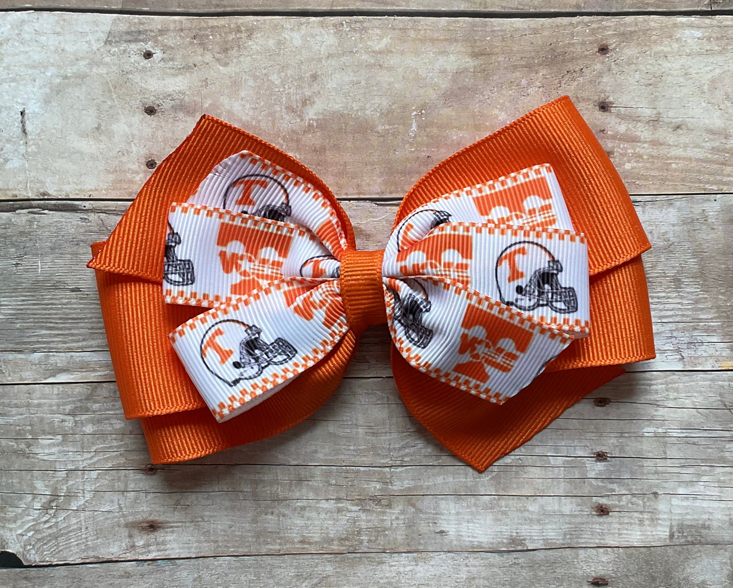 Collegiate Double Hair Bow, University, Tennessee, Vols