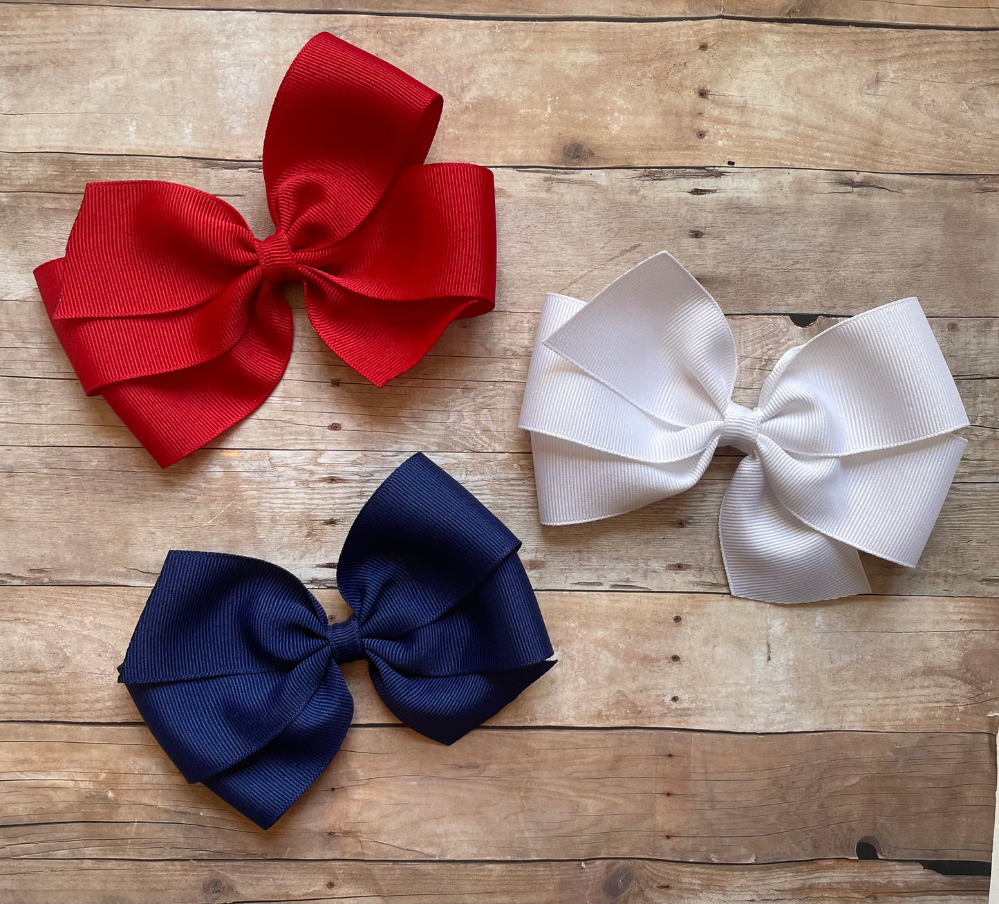 Patriotic Hair Bows, Blue, White, Red, Girl, clip, Back to School