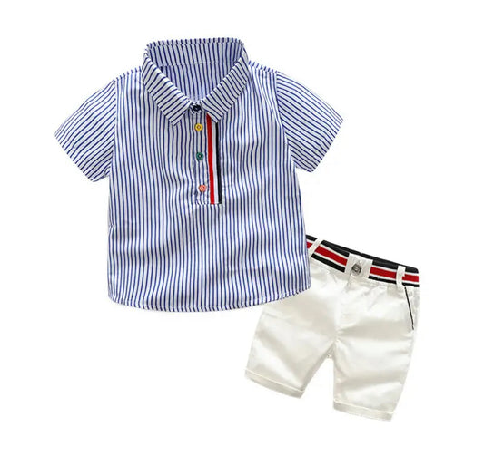 Boy's Blue and White Short Set