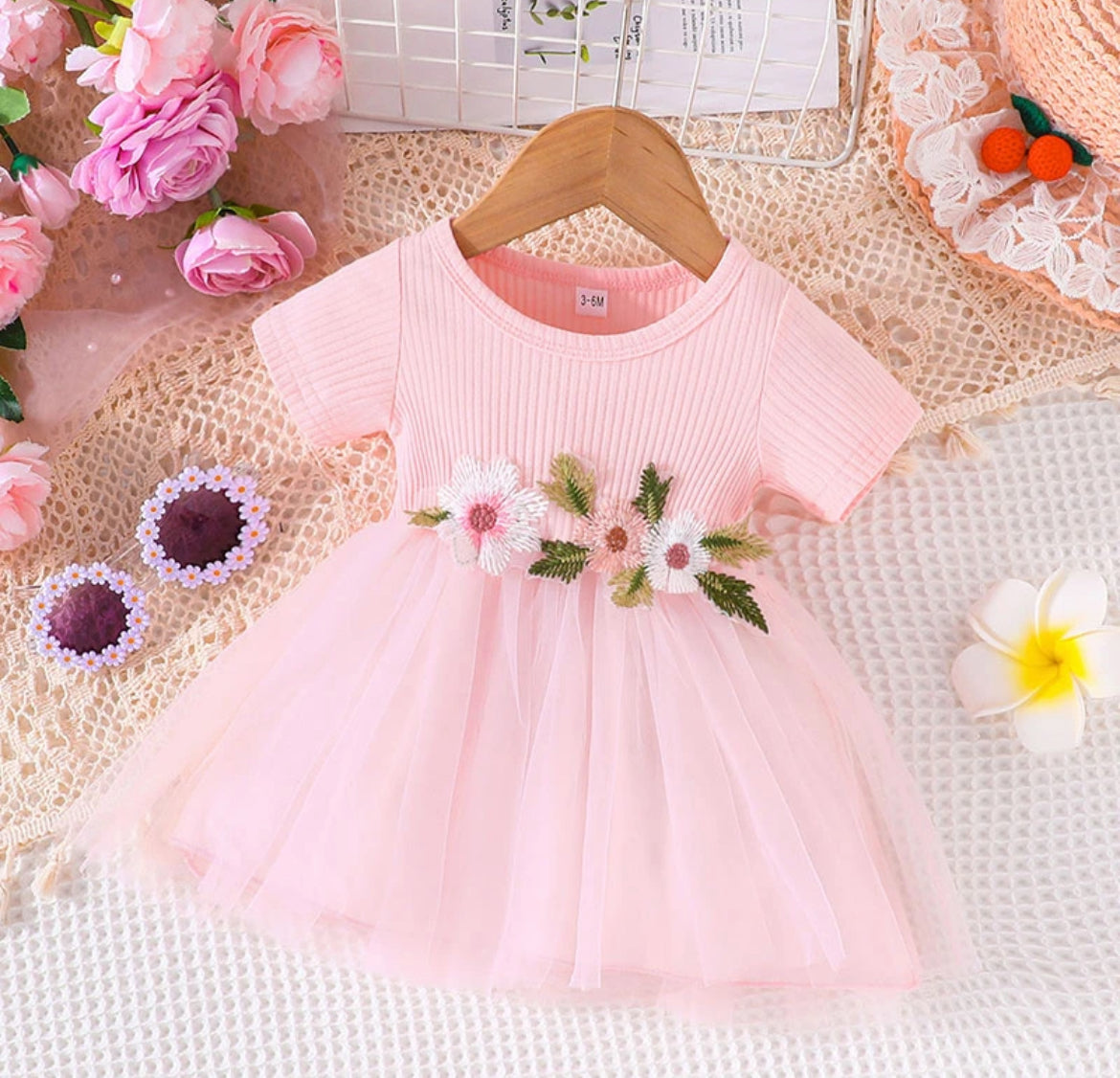 Pink Tutu Flower Dress, baby, toddler, girl, party