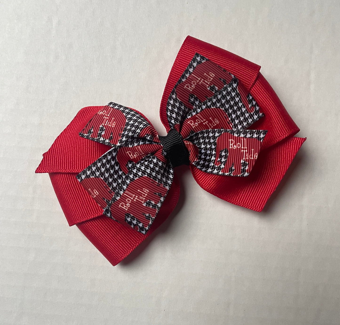 Collegiate Double Hair Bow, Alabama, Roll Tide