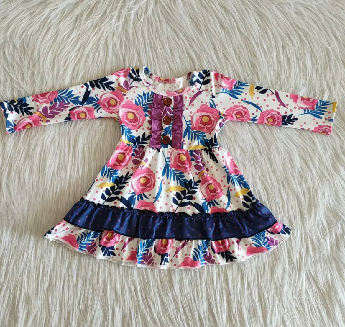 Girl's Rose Flower Dress, Milk Silk, kids, clothing