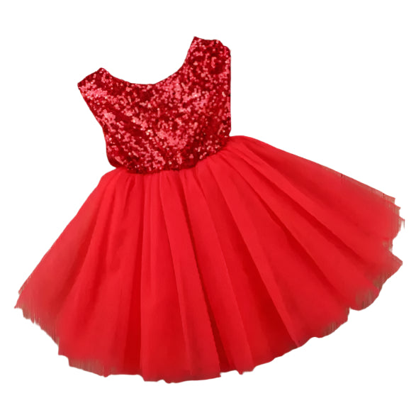 Sequin & Tulle Boutique Dress in Red, girl, toddler, wedding, holiday, Christmas