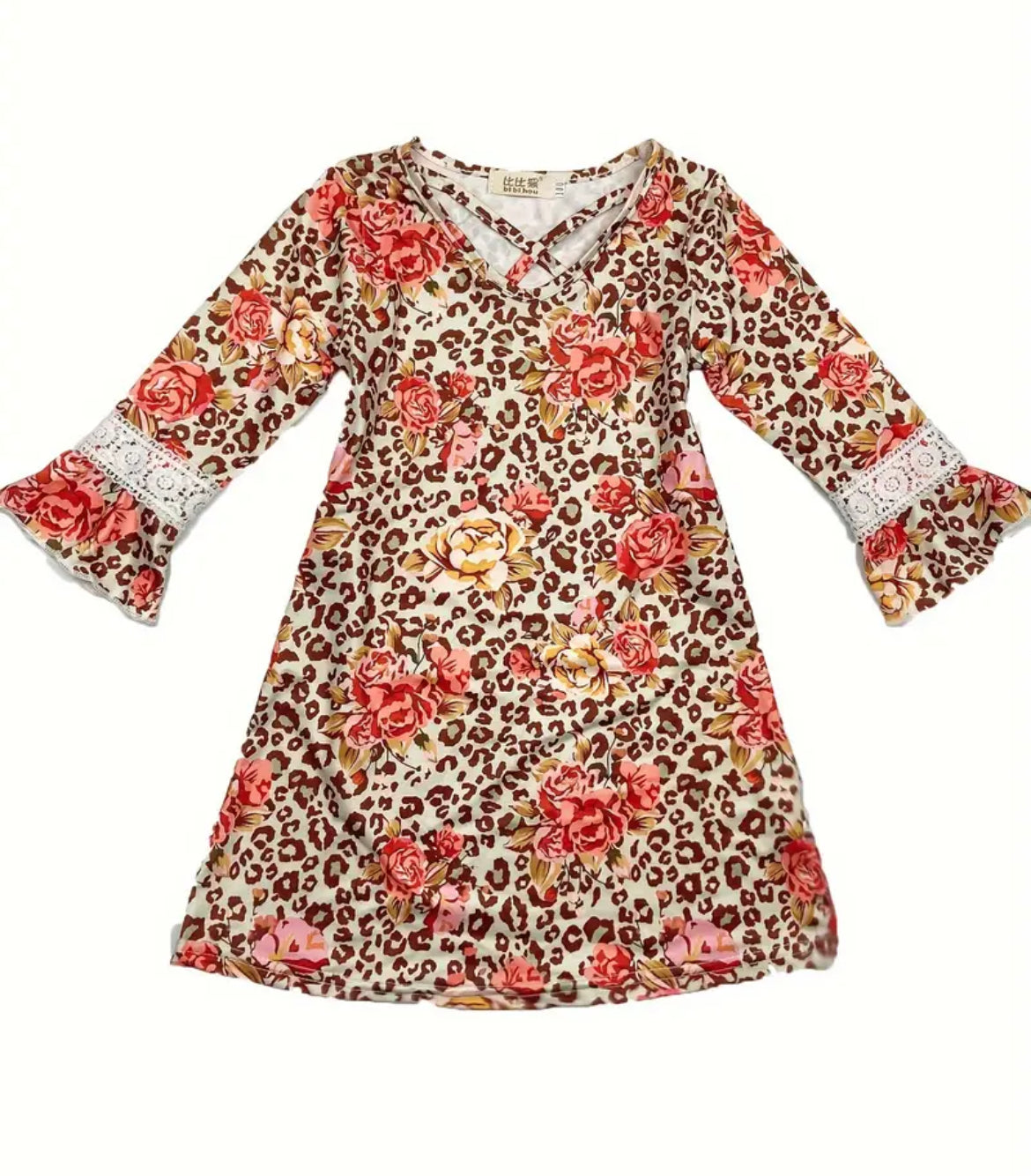 Western Style Leopard  Dress, girl Long Sleeve, Toddler, kids