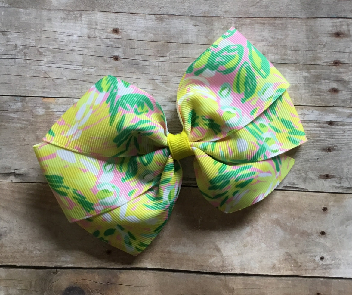 Yellow Chrysanthemum Hair Bow, resort, clip, girl